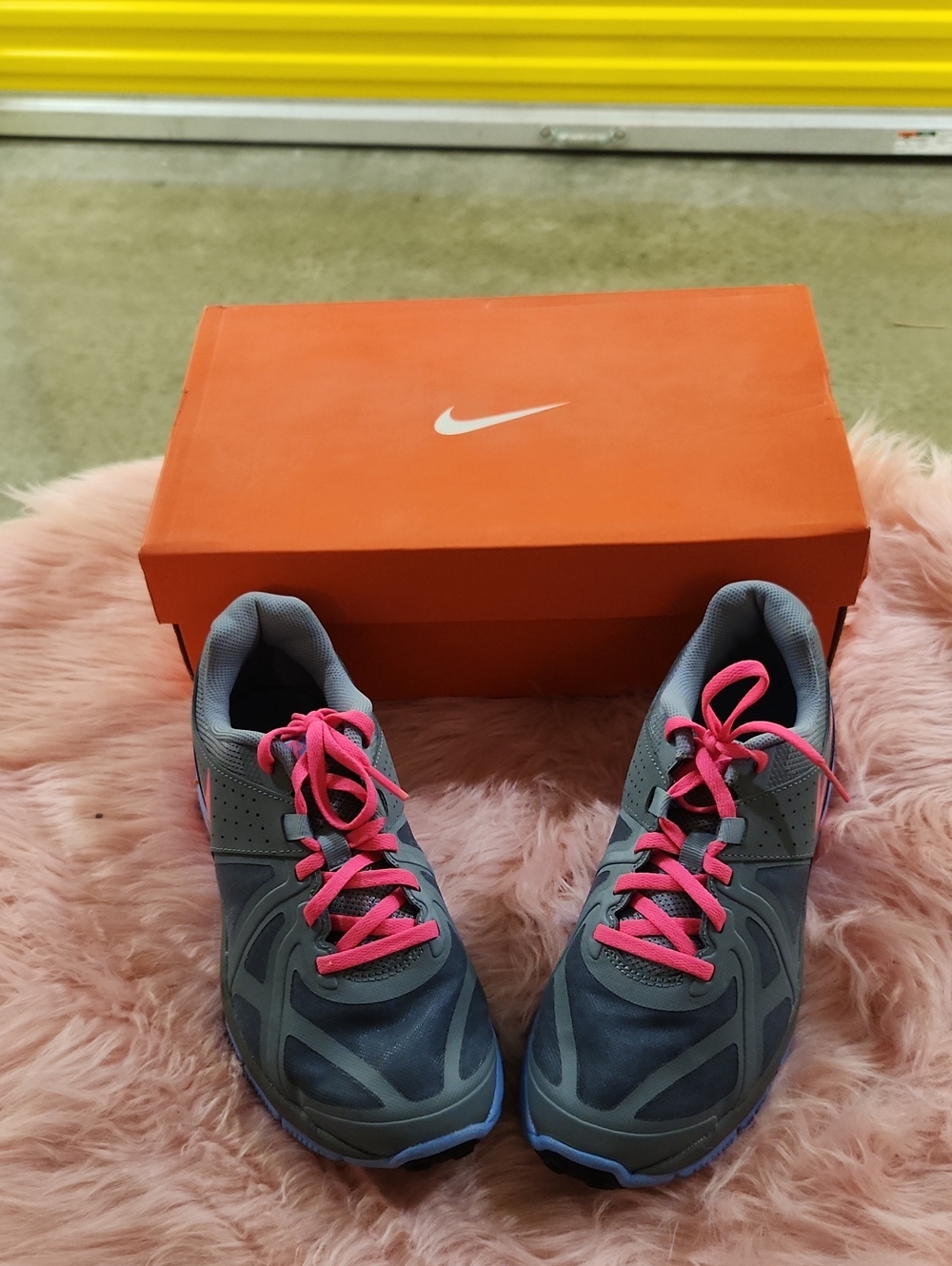 Nike Women's Gray Athletic Sneakers with Pink Laces